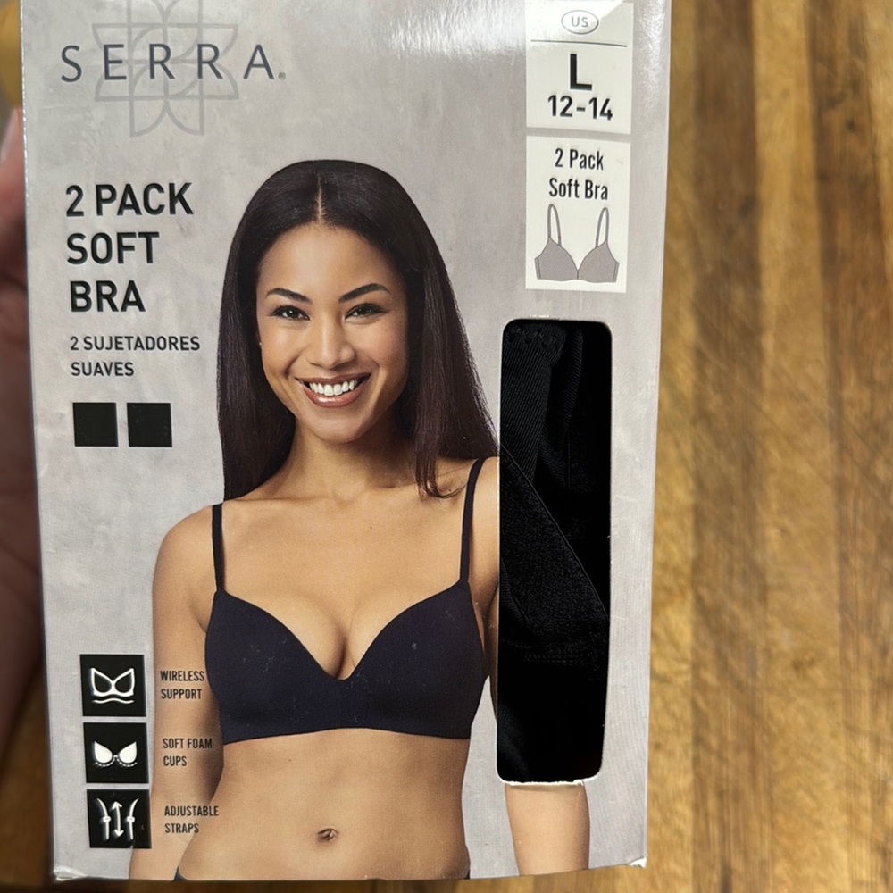 Serra Women's Black Soft Bra 2-Pack